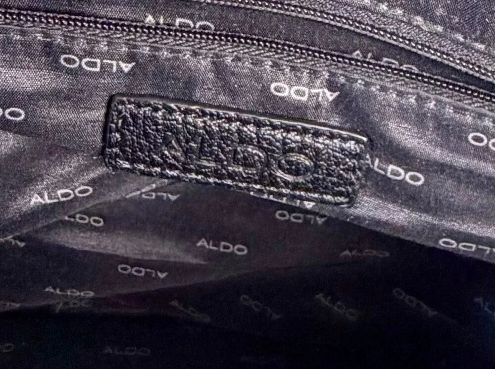 ALDO Men’s Black Pebble Grain Leather Messenger Crossbody Bag with Flap